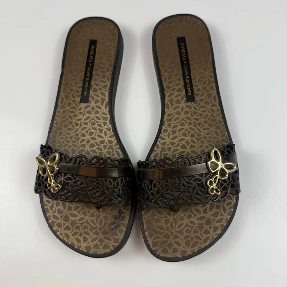 Ipanema x Gisele Bündchen tong sandals Black Gold Butterfly Sandals US 6 - Picture 3 of 9